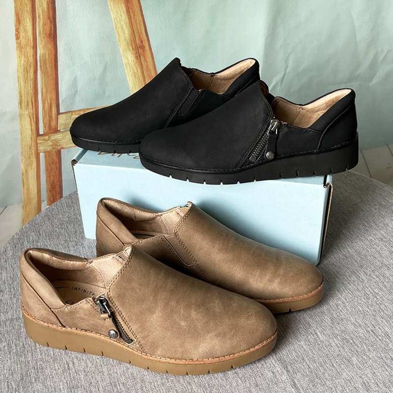 一脚蹬35码女士乐福鞋拉链单鞋