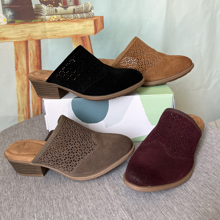 外贸大码半拖穆勒鞋中跟包头拖