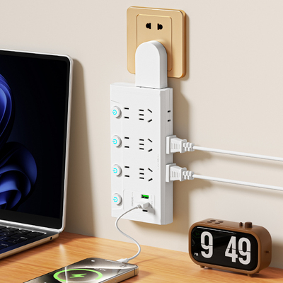 公正牛可旋转插头转换器插座