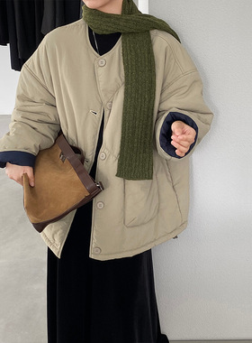 日系设计感复古工装棉服25冬季夹棉加厚面包服外套女棉衣小个子