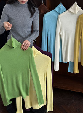韩系堆堆高领针织衫打底毛衣女秋冬修身显瘦羊毛上衣25冬打底百搭