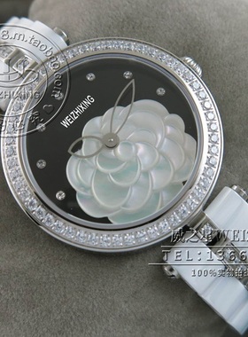 包邮 威之星 J12陶瓷镶钻山茶花时尚H3096中性全钢女士手表HT-13