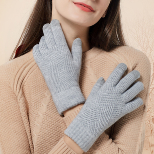 女男冬季 gloves 双层触屏针织手套加绒加厚防寒骑行手套winter