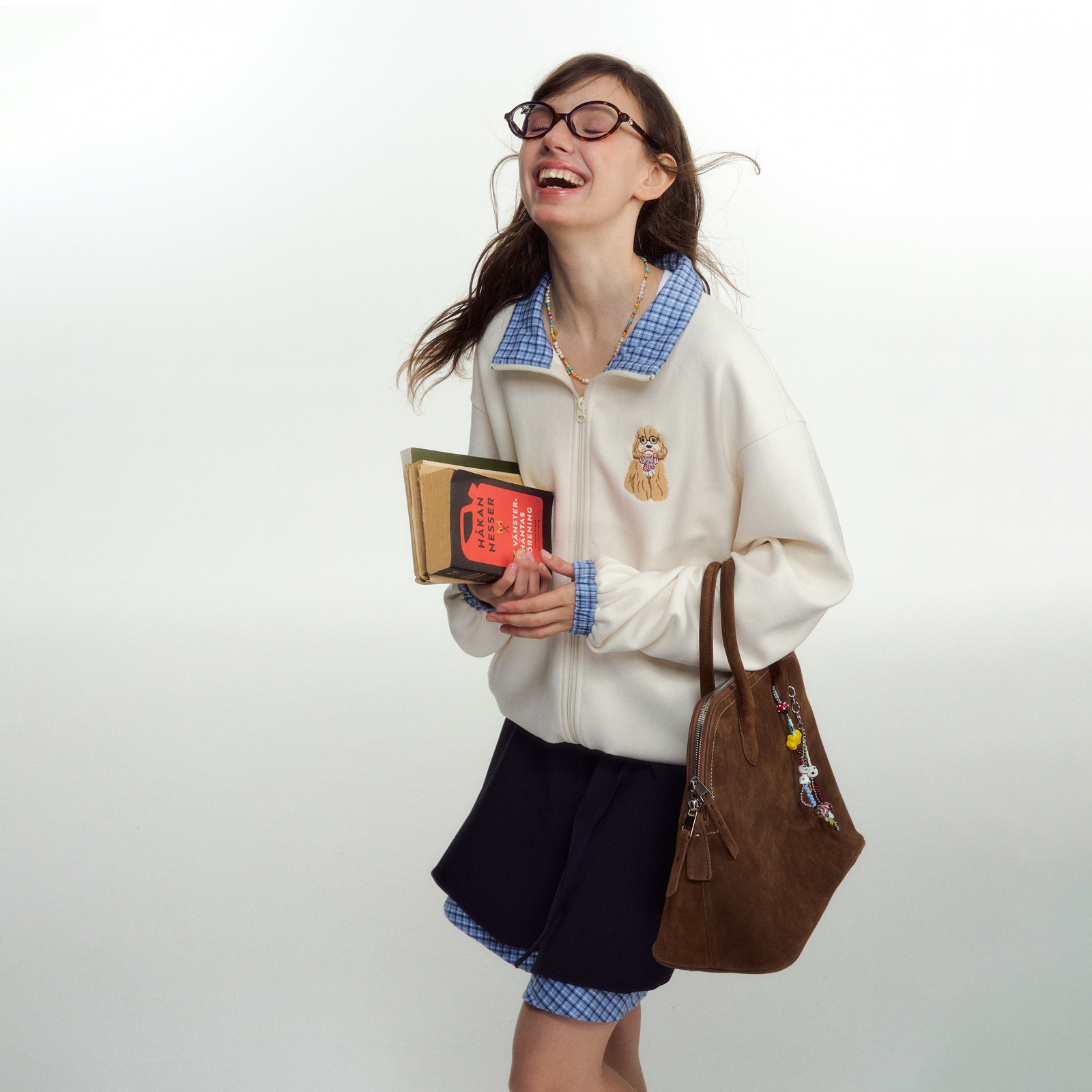 NS76格子拼接韩系小狗松弛感外套