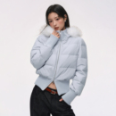 NS76冬季 防水羽绒服外套女 90白鸭绒可拆卸毛领连帽收腰保暖短款