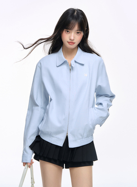 NS76 秋季新款棉麻刺绣短款薄款夹克外套翻领宽松显瘦减龄女上衣