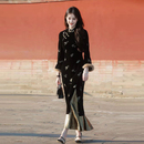 新中式 高级感气质连衣裙秋 国风丝绒改良旗袍高端大气上档次年轻款