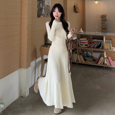 法式打底毛衣针织连衣裙两件套装