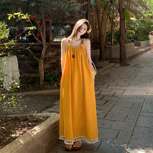 泰国云南大理旅游明媚穿搭女装海边度假风沙滩长裙绝美吊带连衣裙