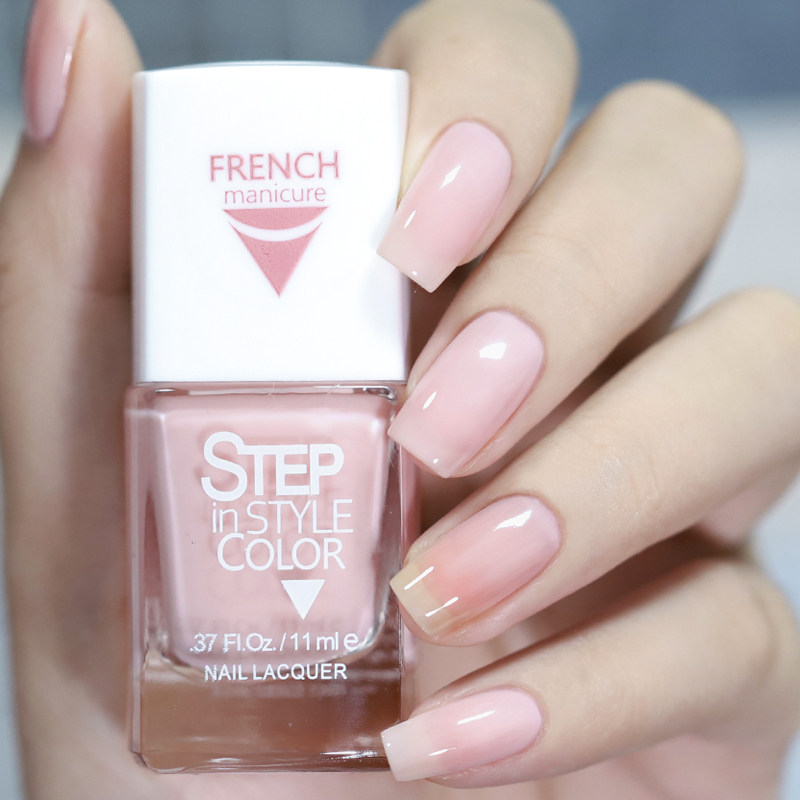 俄罗斯田园猫Step早春美甲好运法式如胶指甲油免烤裸色