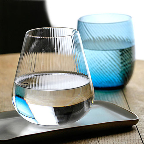 Chamvin小众斜纹玻璃网红酒杯