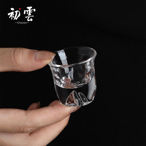 一口吞山河白酒杯中古水晶玻璃