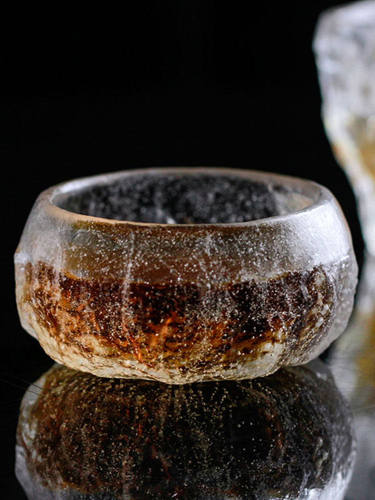 日式古法琉璃杯威士忌酒杯江户硝子清酒酒壶冰冻烧茶杯杯子复古风