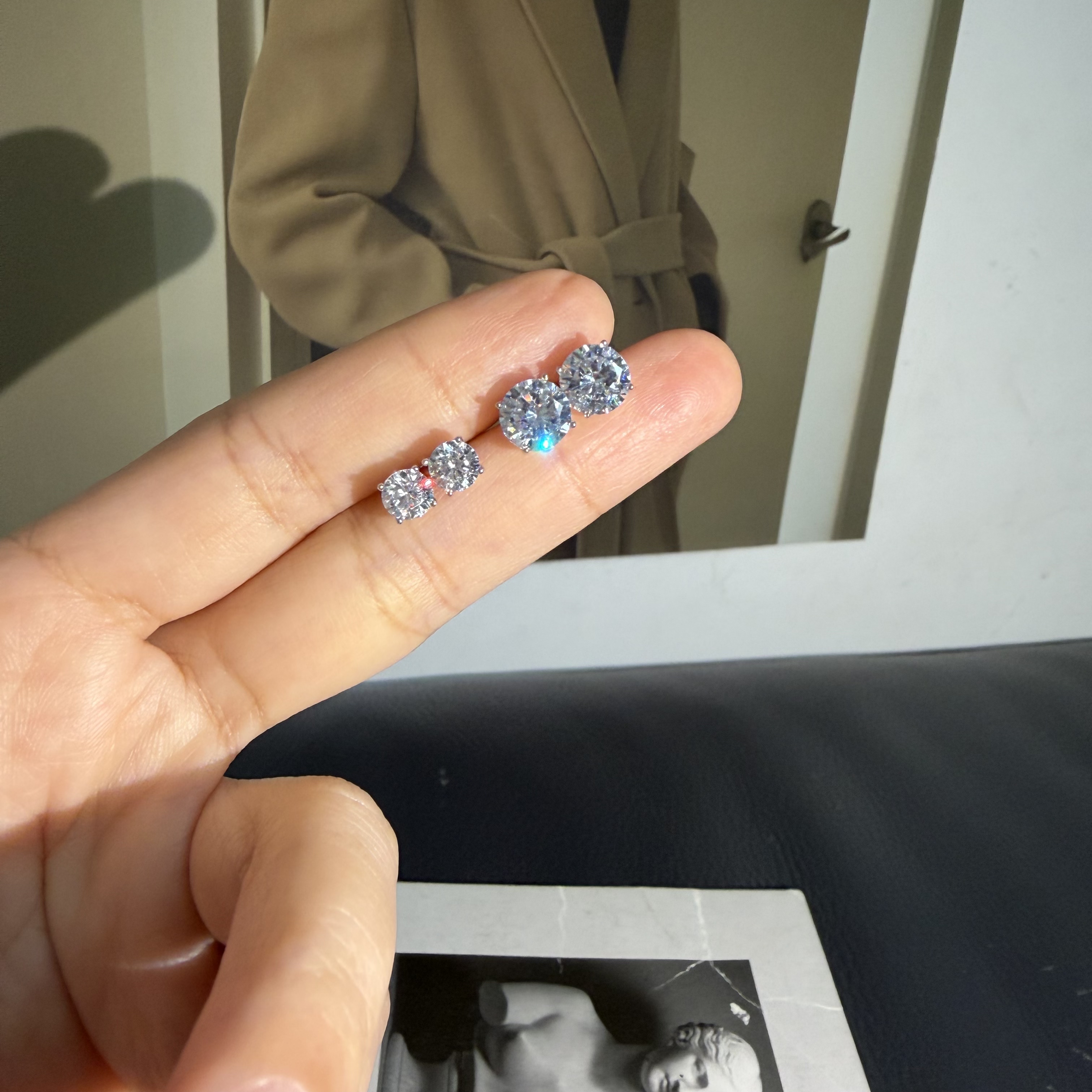 经典四爪 超闪火彩！整体S925纯银 5A锆石 水钻耳钉耳饰 防过敏