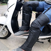 电动车护膝摩托车护膝护腿冬季 皮护膝 骑行防风保暖皮护膝男女款