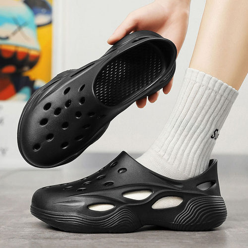 抗菌防臭凉鞋男夏季外穿软底镂空透气洞洞鞋中老年防滑工作休闲鞋