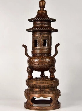 工艺纯铜礼佛摆件香炉佳品宝塔
