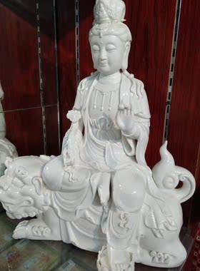 白瓷文殊华严三圣供奉镇宅佛像