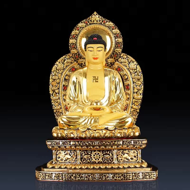 铜佛像纯铜鎏金三宝释加牟尼如来地藏王观音西方三圣居家摆件19寸