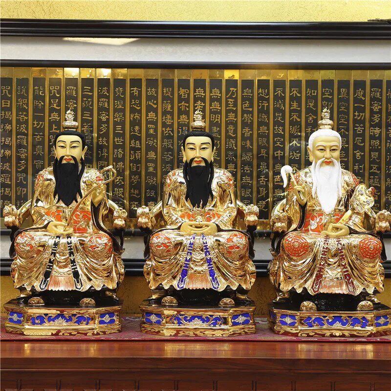 三清道祖神像纯铜鎏金元始天尊太上老君太清玉清上清道祖19寸