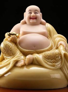 布袋和尚寺庙莲花座大肚弥勒佛