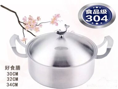 304不锈钢汤锅火锅炖锅无涂层无油烟复合钢钻石双耳海豚煎锅32