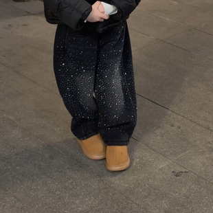 男童璀璨星河加绒加厚牛仔裤2026冬季新款儿童亮闪闪洋气宽松裤子