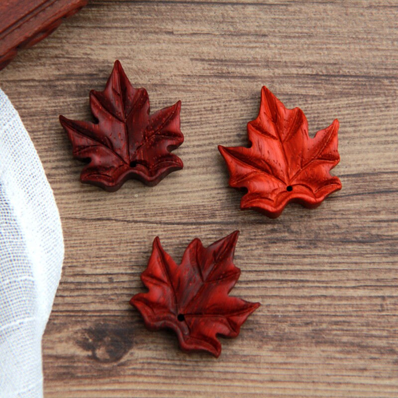 血檀木雕创意树叶吊坠车挂钥匙扣挂件坠子红木小饰品木头串珠配件