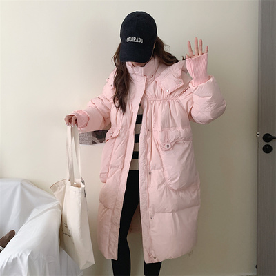 反季中长款连帽韩版宽松羽绒服女