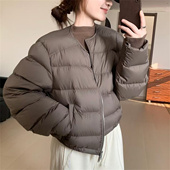 韩版 无领时尚 百搭薄款 小个子羽绒服女短款 90白鸭绒设计感冬季 外套