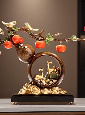 事事柿柿如意葫芦摆件客厅招财办公室装饰品搬家礼物乔迁新居礼品