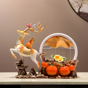 乔迁之喜装 饰招财鹿流沙画摆件客厅电视柜酒柜新房子乔迁新居礼物