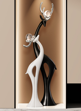 现代简约吉祥鹿饰品客厅入口小众高端电视柜装饰乔迁礼物