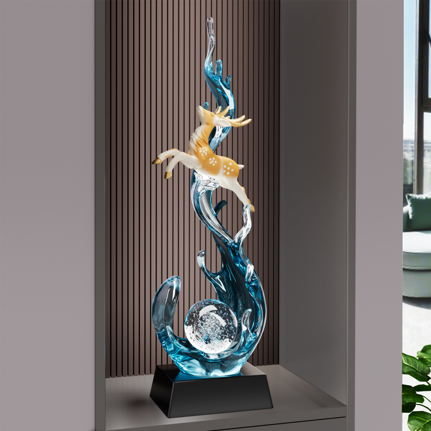 风生水起入户玄关装饰摆件轻奢高档客厅招财电视柜酒柜壁龛装饰品