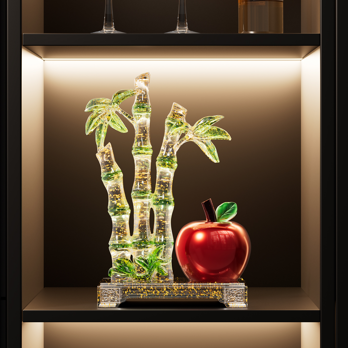 四季平安节节高升招财富贵竹子摆件客厅办公室装饰品乔迁新居礼物