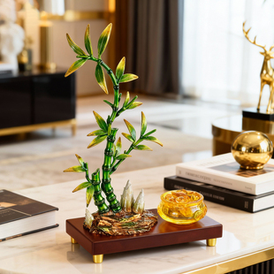 聚宝盆节节高升富贵竹子摆件招财客厅装饰办公室领导升职创意礼物