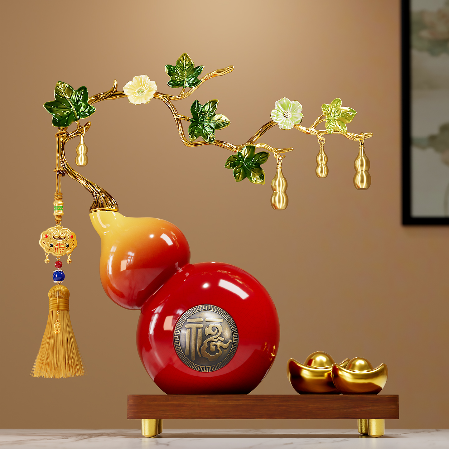 五福临门葫芦摆件高级感客厅招财电视柜酒柜装饰乔迁之喜入宅礼物