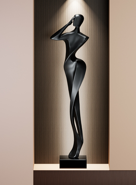 轻奢玄关柜摆件竖高客厅电视柜装饰品意式极简人物雕塑高级艺术感