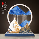 一帆风顺帆船流沙画摆件创意沙漏客厅办公室装 饰纪念品教师节礼物