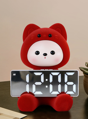 可爱萌猫时钟摆件客厅桌面装饰摆台式儿童房卧室床头柜闹钟氛围感