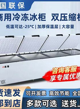 商用节能大冷柜全冷冻冰柜三开门大型冷冻柜冷藏柜省电卧式大容量