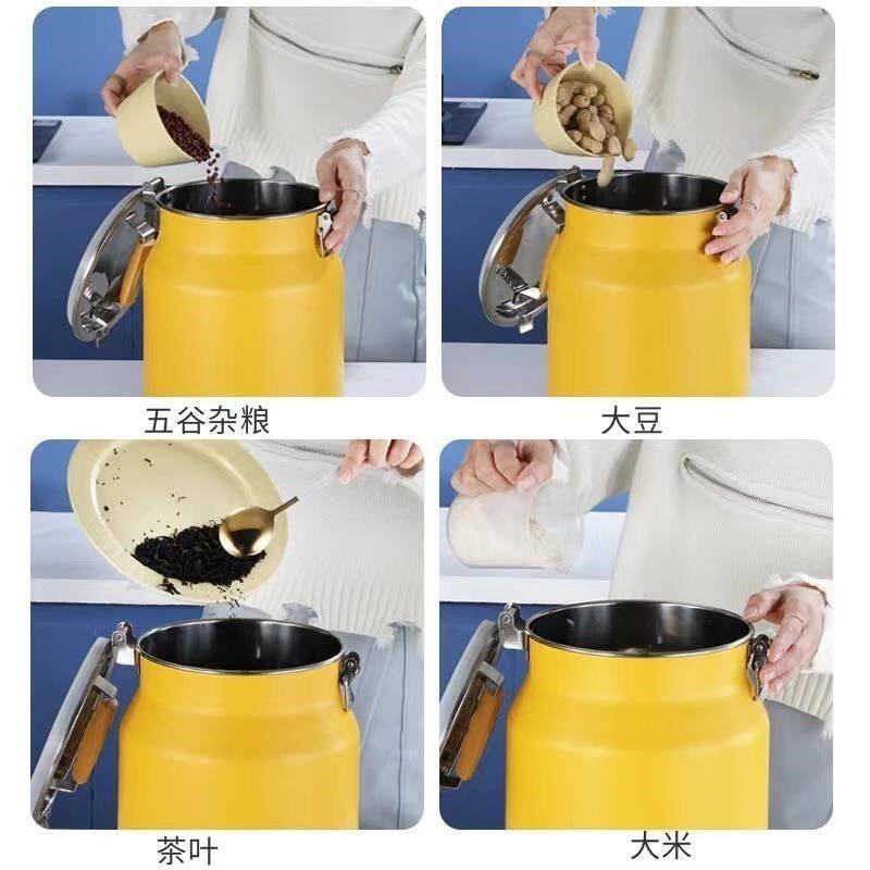 不锈钢米桶面桶网红米缸防虫防潮家用储粮罐面粉装20斤50斤桶加厚