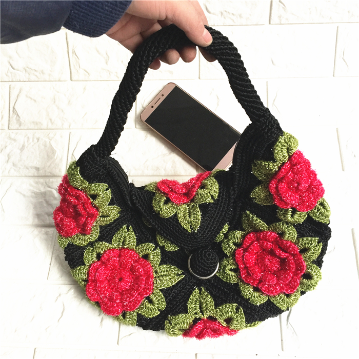 5片大叶子牡丹花手提包