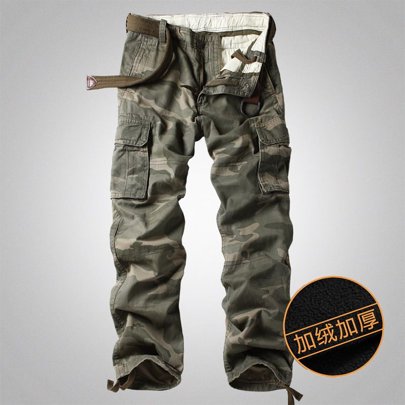 重磅冬季加厚加绒迷彩裤男长裤多口袋宽松直筒户外休闲裤大码潮流,男装,休闲裤,淘宝优惠券,粉丝福利购,淘宝优惠卷