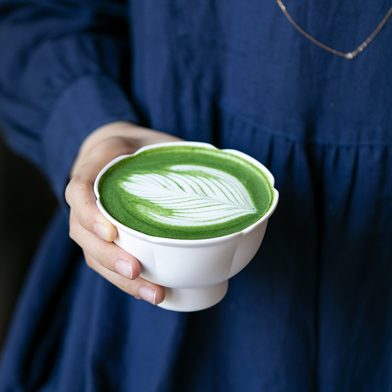 曼叙恬素陶瓷拉花杯花口纯色杯高颜值冰淇淋甜品杯拿铁杯子,餐饮具,咖啡杯,淘宝优惠券,粉丝福利购,淘宝优惠卷