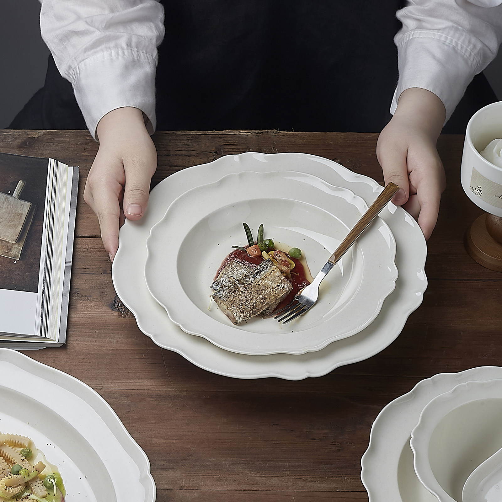 曼叙情侣碗筷套装2人碗碟套装家用高级感陶瓷饭碗花边二人食餐具,餐饮具,碗,淘宝优惠券,粉丝福利购,淘宝优惠卷