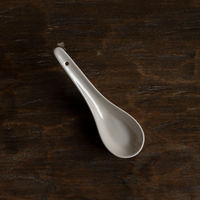 Manxu household ceramic spoons, Jingdezhen small soup spoons, ceramic household simple Chinese-style small porcelain spoons and spoons thumbnail 4