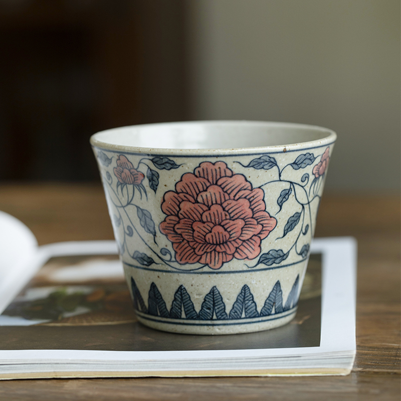 曼叙手握咖啡杯釉下彩手绘高颜值