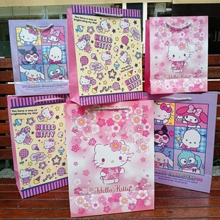 三丽鸥礼品袋可爱卡通凯蒂猫手提袋子礼物包装收纳加厚hellokitty