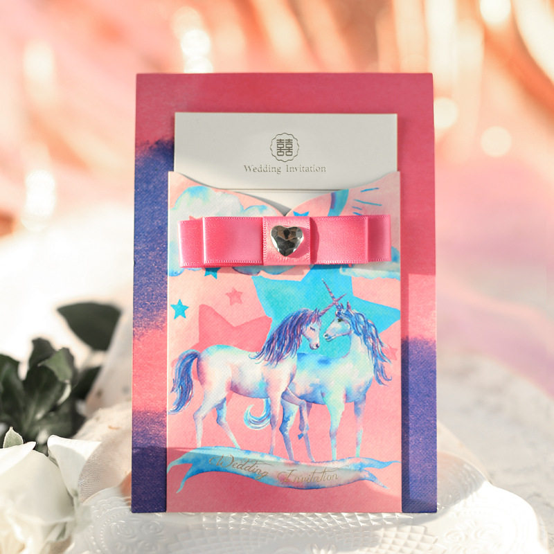 Y European style wedding Wedding Invitation high-grade originality 2018 marry Invitation card unicorn invitation Pink cardin the Festive supplies/Gift , Invitation card  category - from Buy2taobao.com to provide professional Taobao agent buy service
